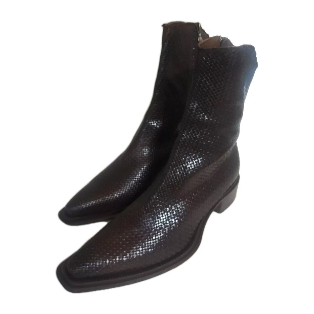 Gianni Bravo Catskill Men's Brown Leather zipper square Toe boots Size 8.5